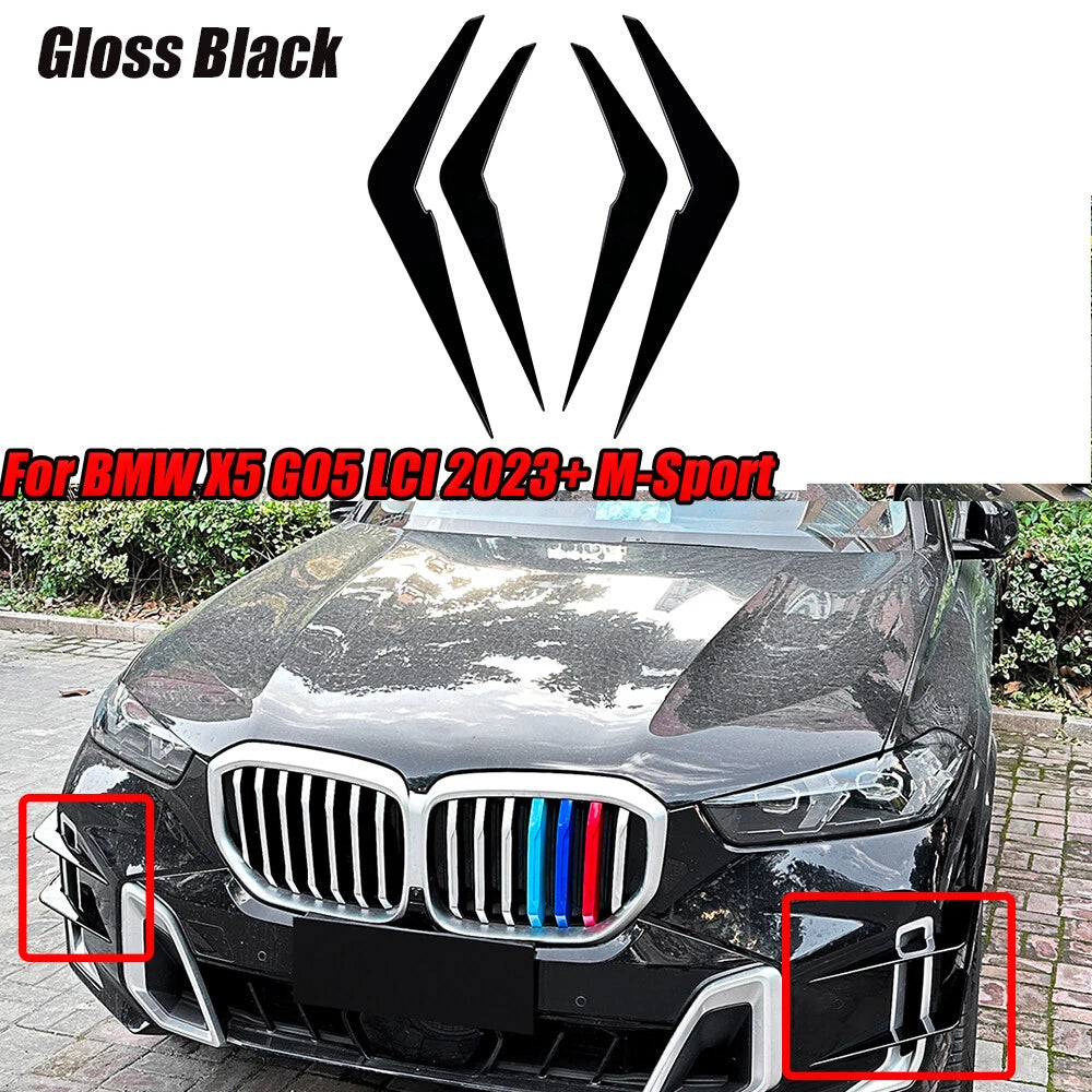 Gloss Black Front Bumper Duct Vents Fin Trim for BMW X5 G05 (2023–2023)