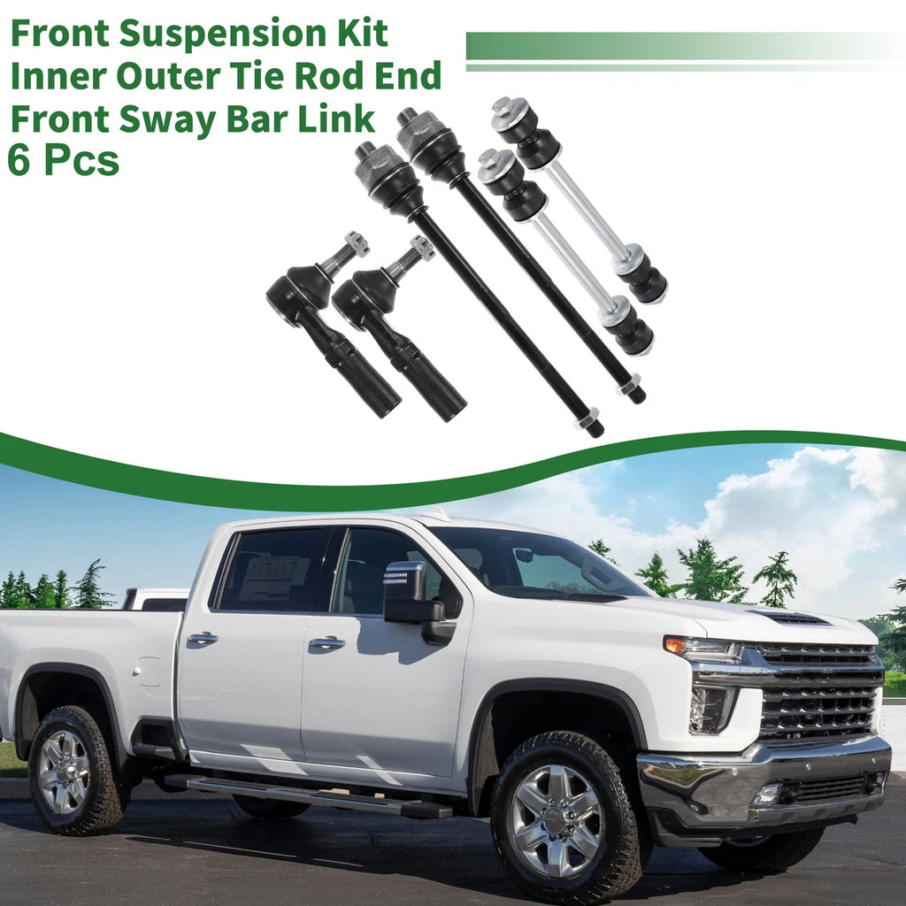6pc Front Suspension Kit Tie Rod End Sway Bar Link for Chevrolet Silverado 2500 (2011–2020)