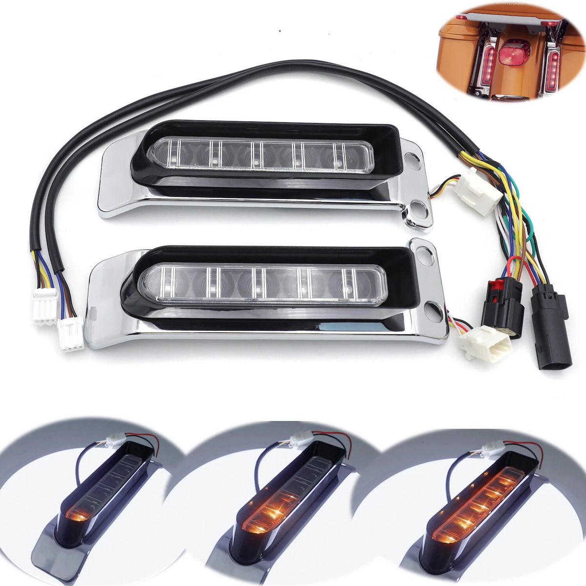 Sequential LED Turn Signal Run Brake Taillight for Harley Road Glide (2014–2019)