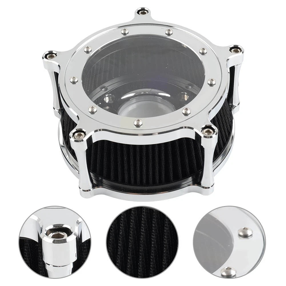 Air Cleaner Intake Filter System Chrome+Black For Harley Road King Classic FLHRC