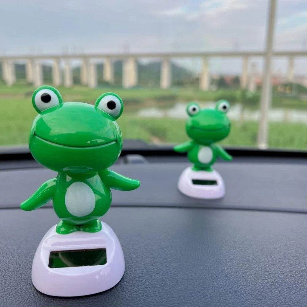 Solar Powered Dancing Frog for Car Dashboard with Unique Head Movement
