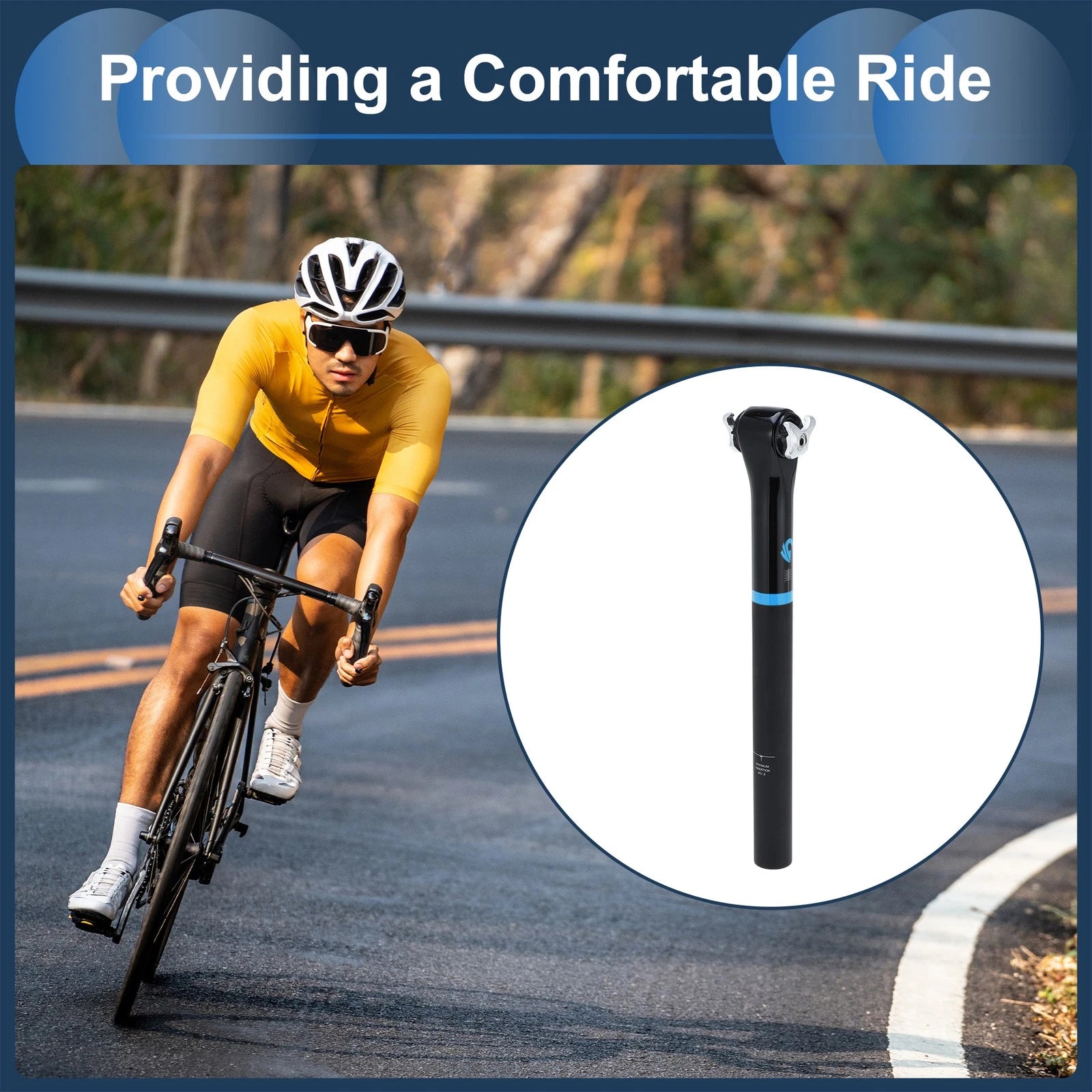 Seat Post 31.6x350mm 20 Degree Offset for Bike (Gloss Black)