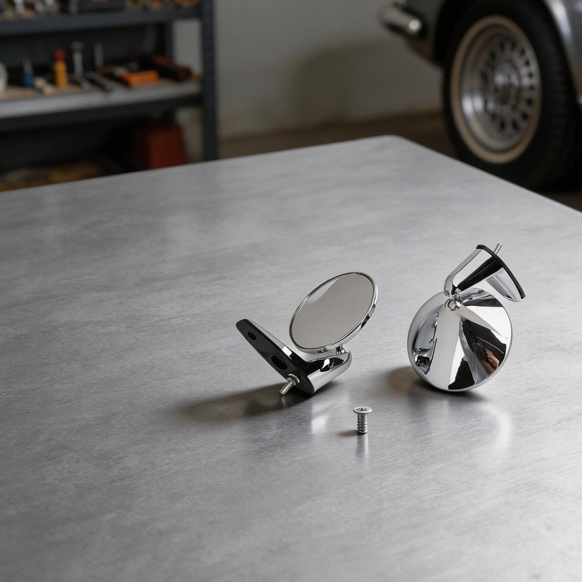 Silver Stainless Steel Rearview Mirror for Vintage Classic Car (Classic)