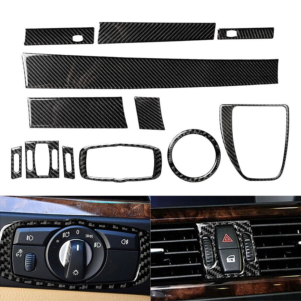 12pcs Interior Decorative Cover Trim for BMW 5 Series E60 (2004–2010) Black LHD