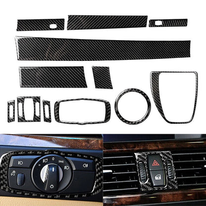 12pcs Interior Decorative Cover Trim for BMW 5 Series E60 (2004–2010) Black LHD