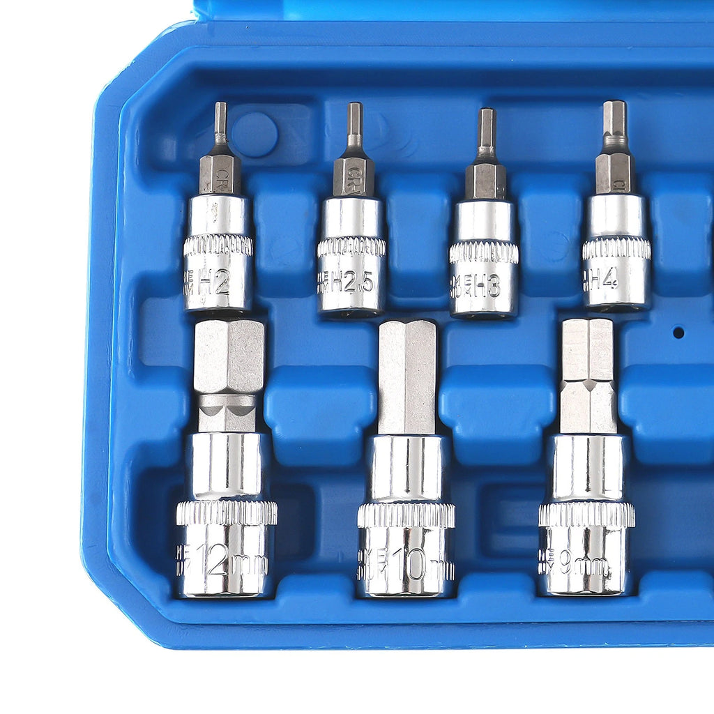 13-Piece Metric Hex Bit Socket Set 1/4 3/8 1/2 Drive 2mm-14mm