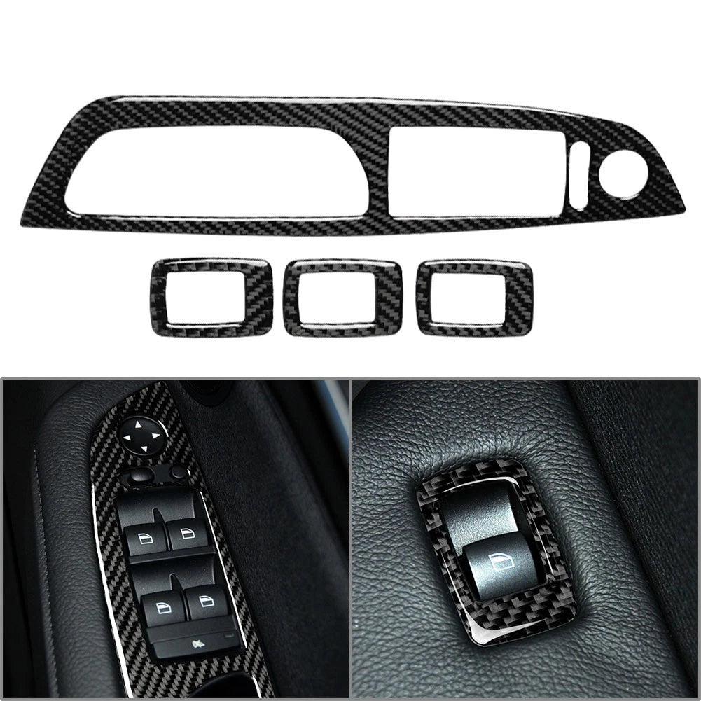 Carbon Fiber Door Window Button Frame Trim for BMW X5 X6 (2008–2013) RHD