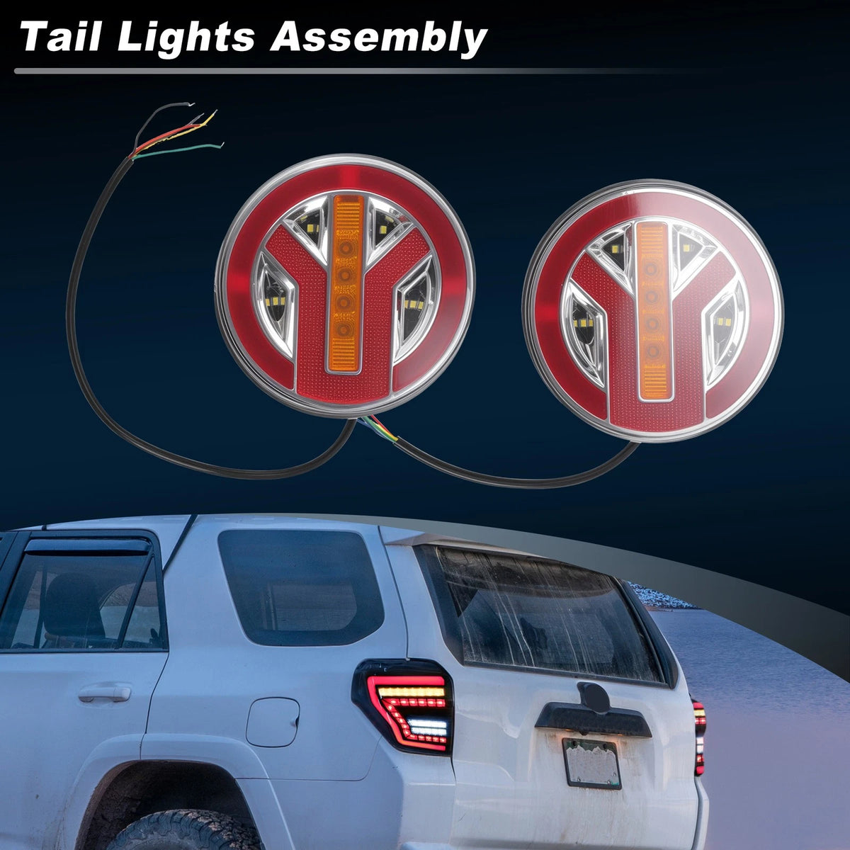 Rear Lights for 12-24V Vehicles (Brake Turn Signal, Plastic Red Yellow)