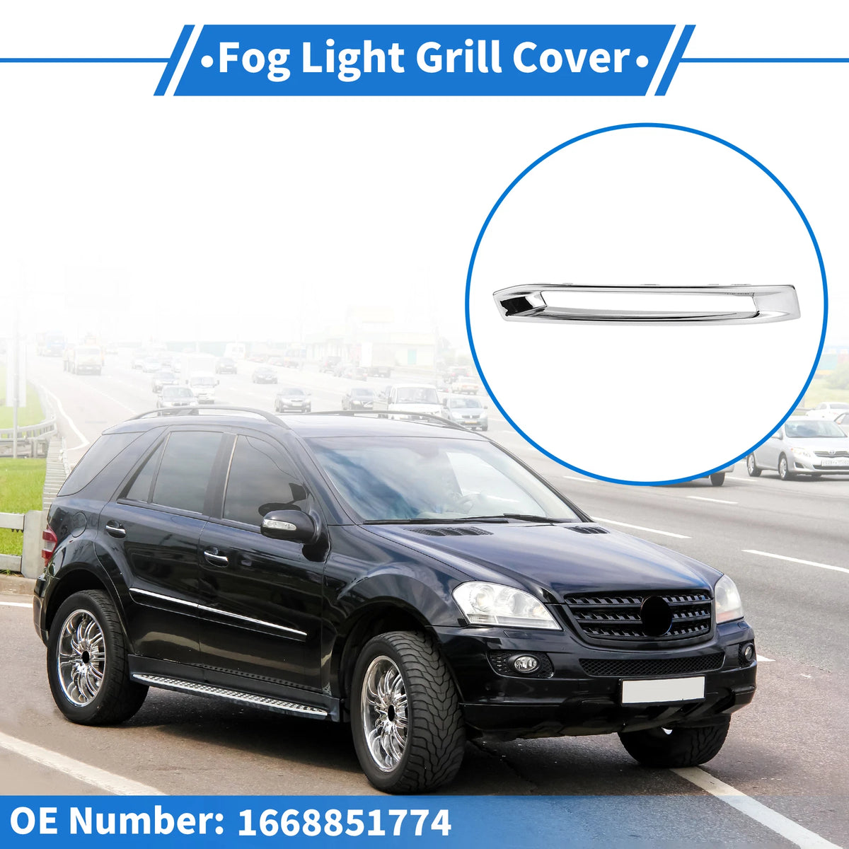 Front Left Fog Light Grill for Mercedes-Benz X166 GL (2013–2019) No.1668851774 Silver Tone