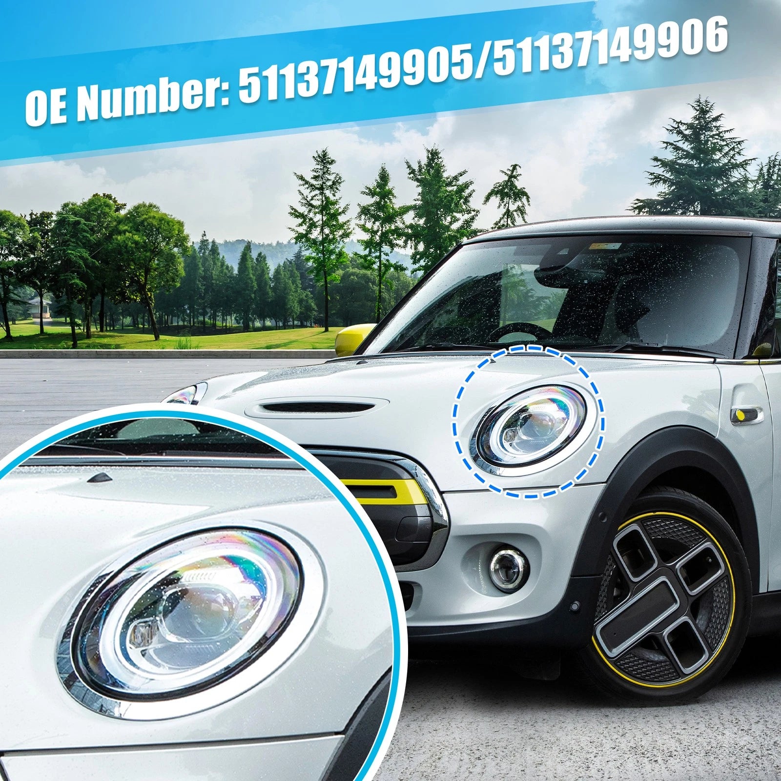 Pair Headlight Trim Rings for Mini Cooper (2007–2015) No. 51137149905/51137149906