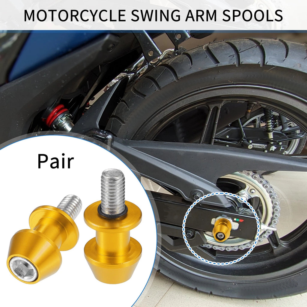 Motorcycle Swingarm Spools 10mm CNC Replacement for Gold Tone (2010–2020)