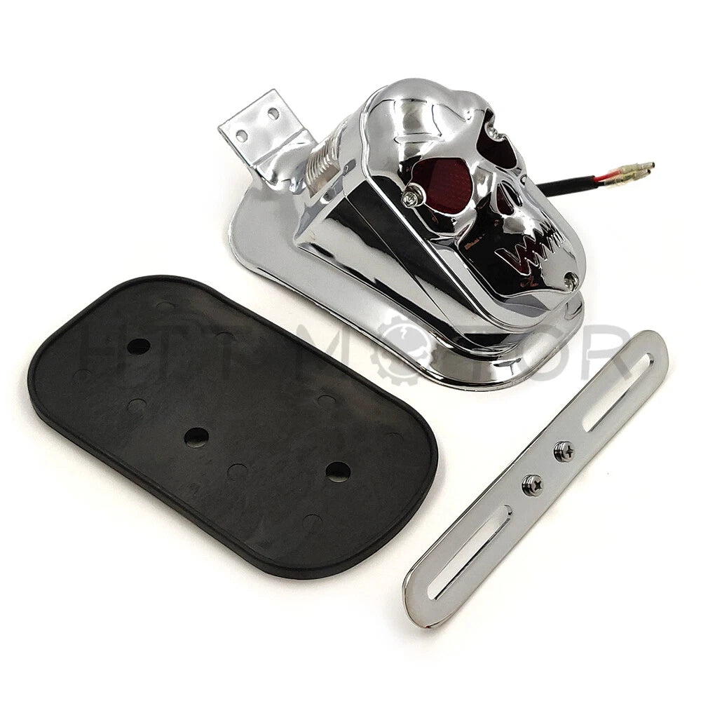 Rear Chrome ABS Skull Brake Tail Light for Harley Chopper FLSTN (2007–2017)