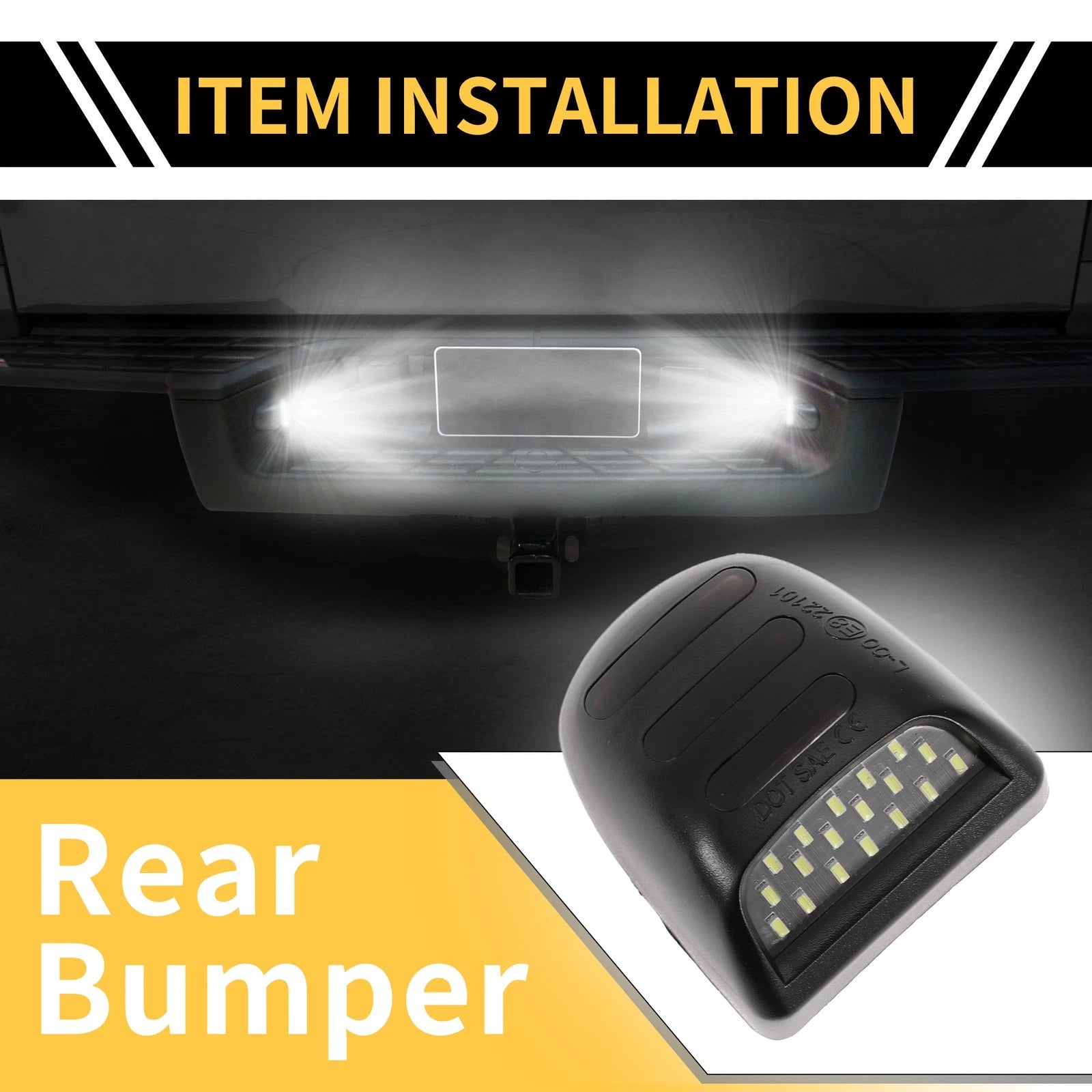 2Pc License Plate Light Replacement for Chevrolet Silverado GMC Clear Lens (2014–2018)