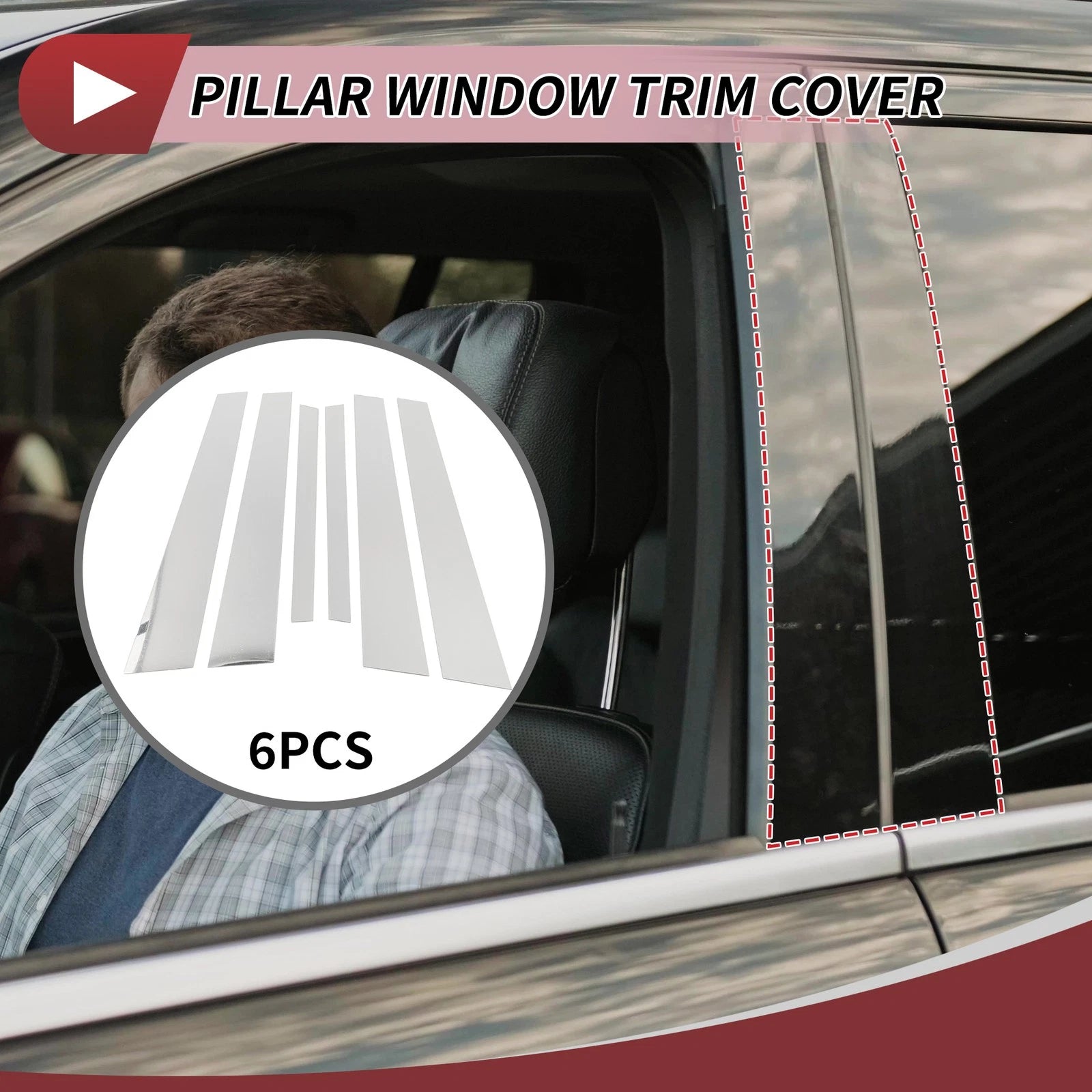 6 Pcs Door Pillar Window Trim Replacement for BMW 5-Series (2010–2014)