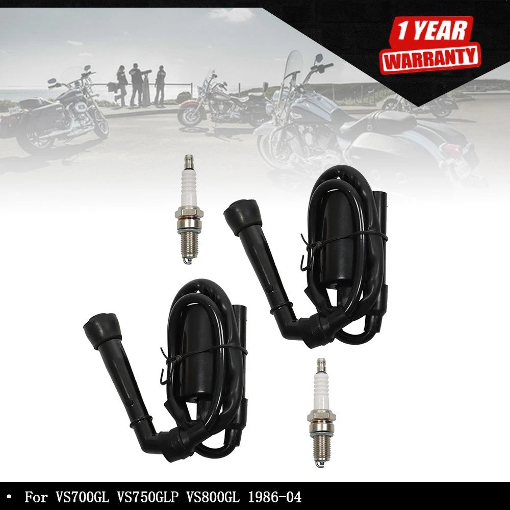 2 Ignition Coil Spark Plug for Suzuki Intruder VS700GL VS750GL VS800GL (1987–2000)