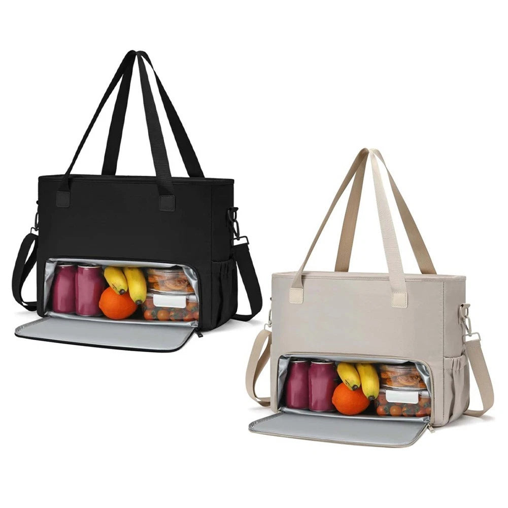 Dual Function Tote Bag for Work with Insulated Lunch Section and Laptop Storage