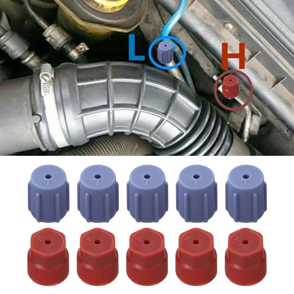 10x A/C System Charging Port Service Covers R134a 13mm 16mm