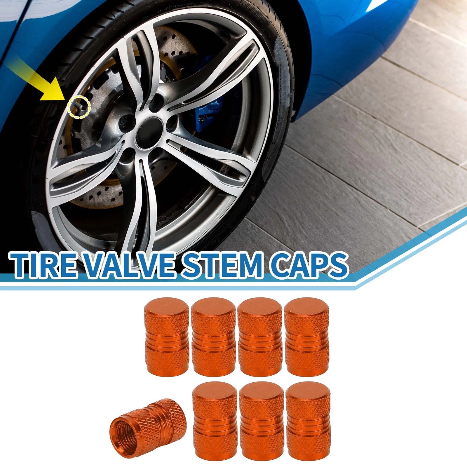 Valve Stem Caps 11x16mm Replacement Set for Car SUV Bike RV (8-Pack)