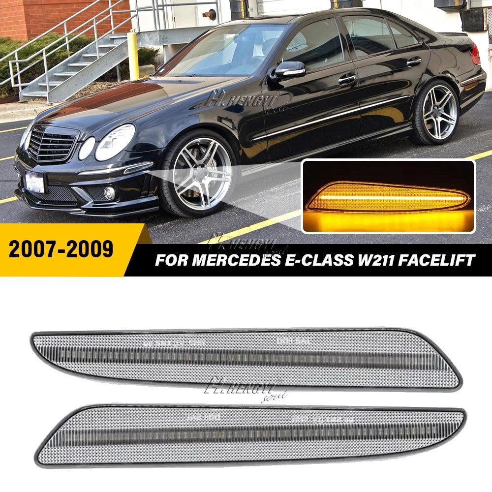 White LED Front Bumper Side Marker Lights for Mercedes Benz W211 E-Class (2007–2009)