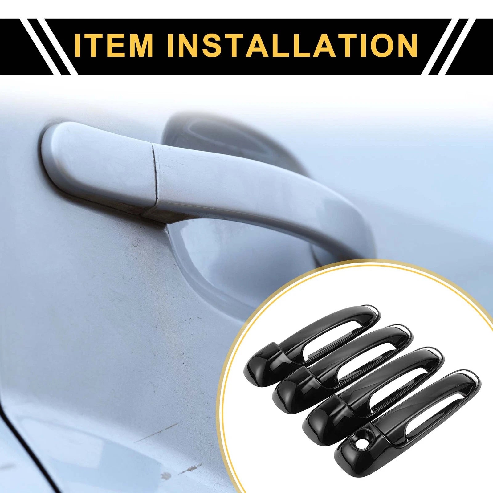 Set Car Door Handle Protector Glossy Black for Dodge Ram 1500 (2002–2008)