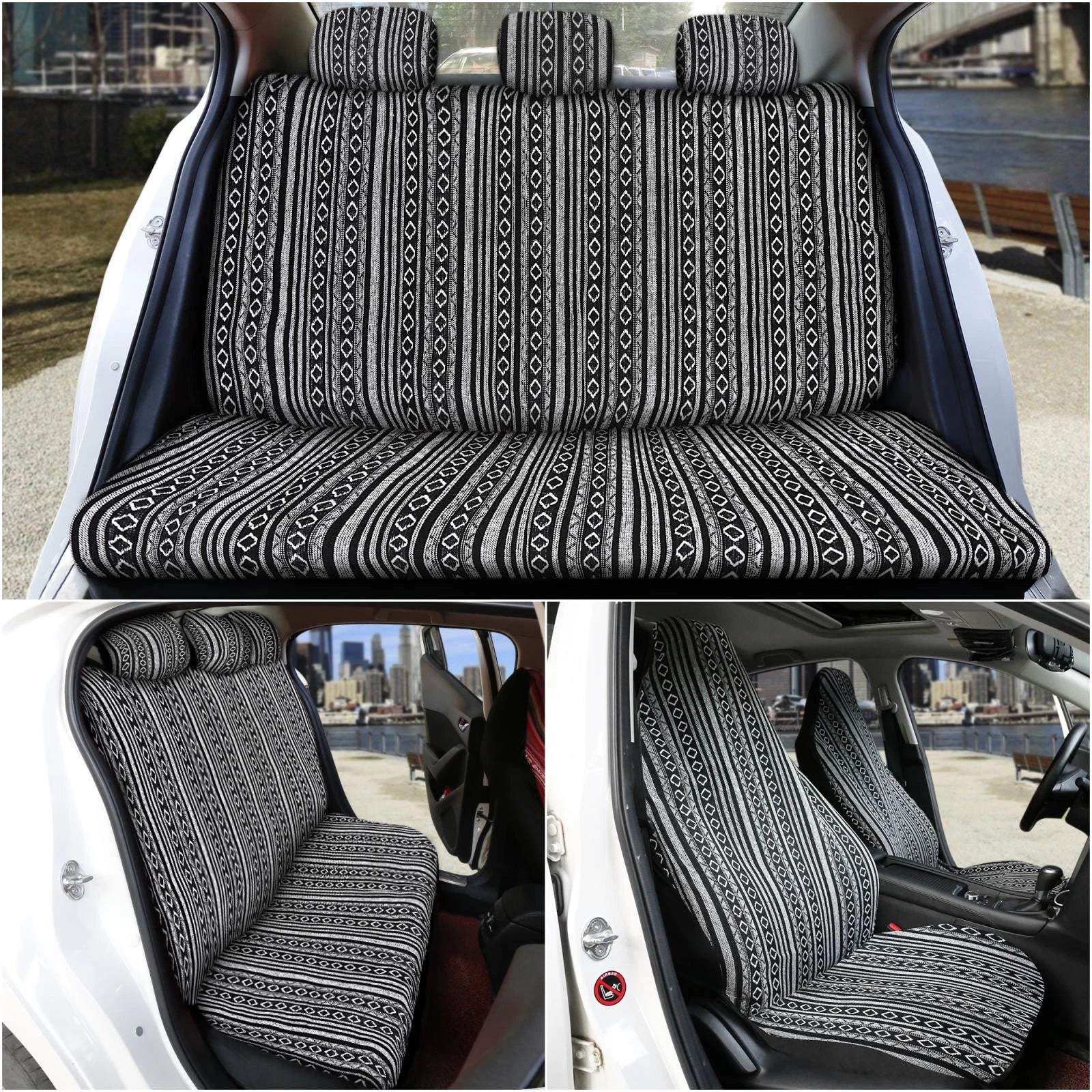 10pcs Universal Car Seat Covers Set with Steering Wheel Protector