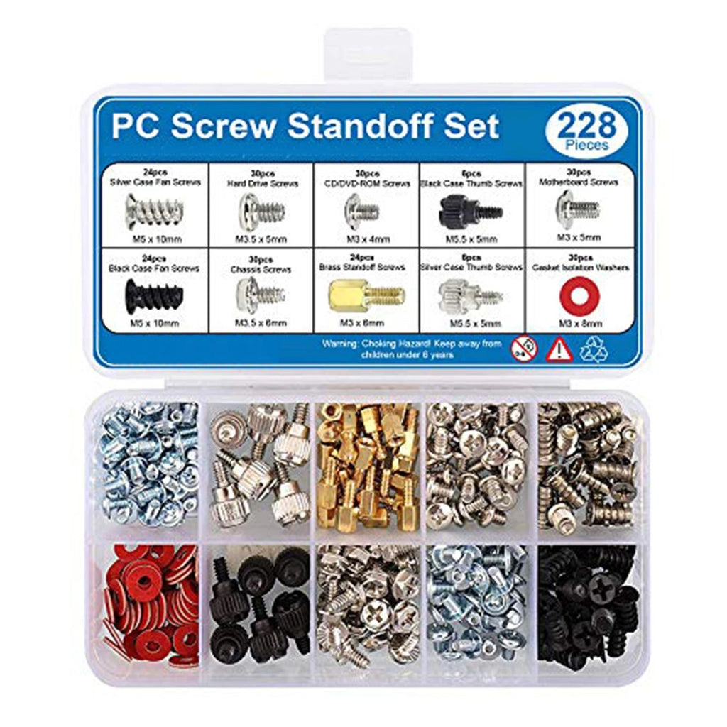 228Pcs PC Screw Standoff Set for Computer Case Cooler Fan