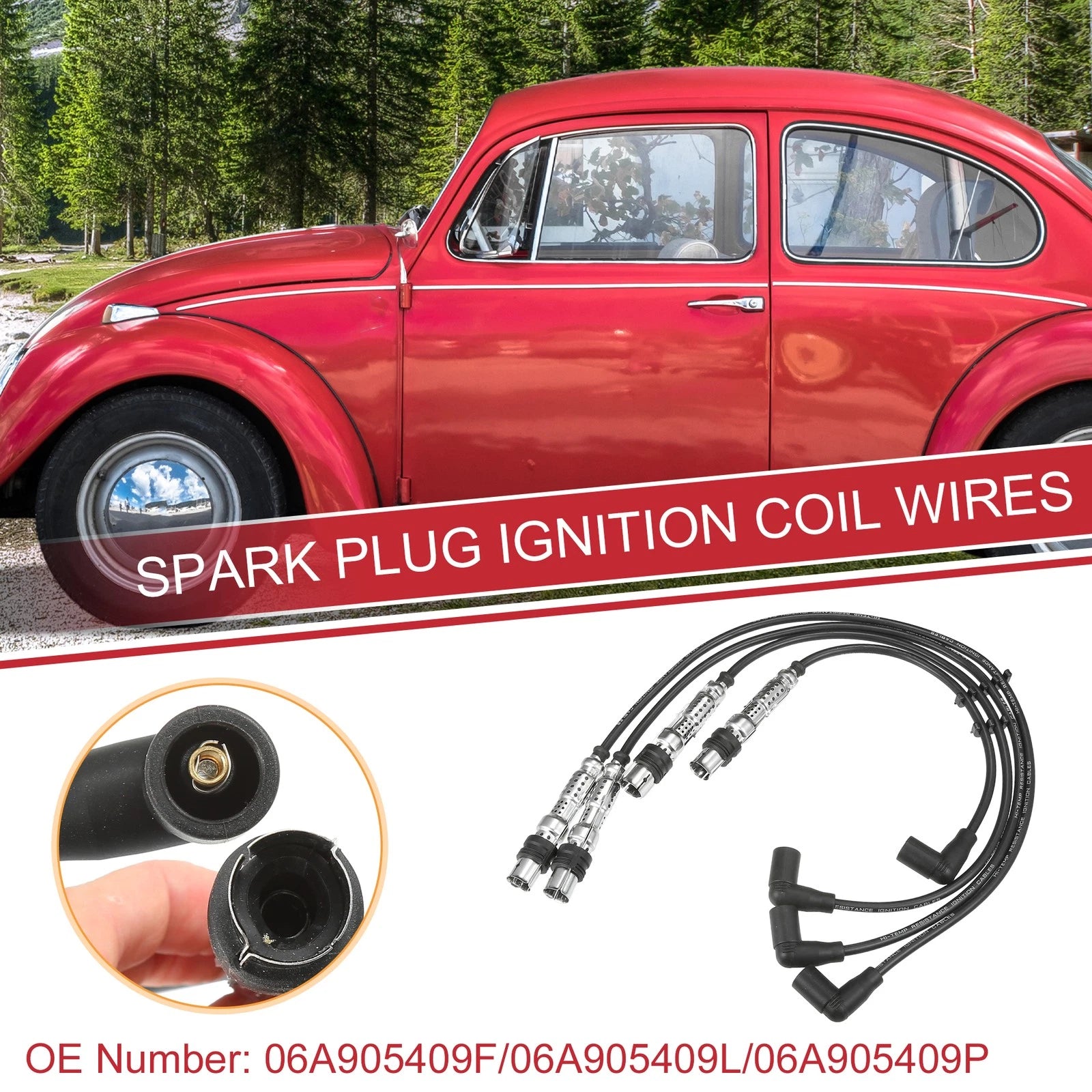 4 Pcs Spark Plug Wire Ignition Coil Cable for VW Beetle Golf Jetta (1999–2020)