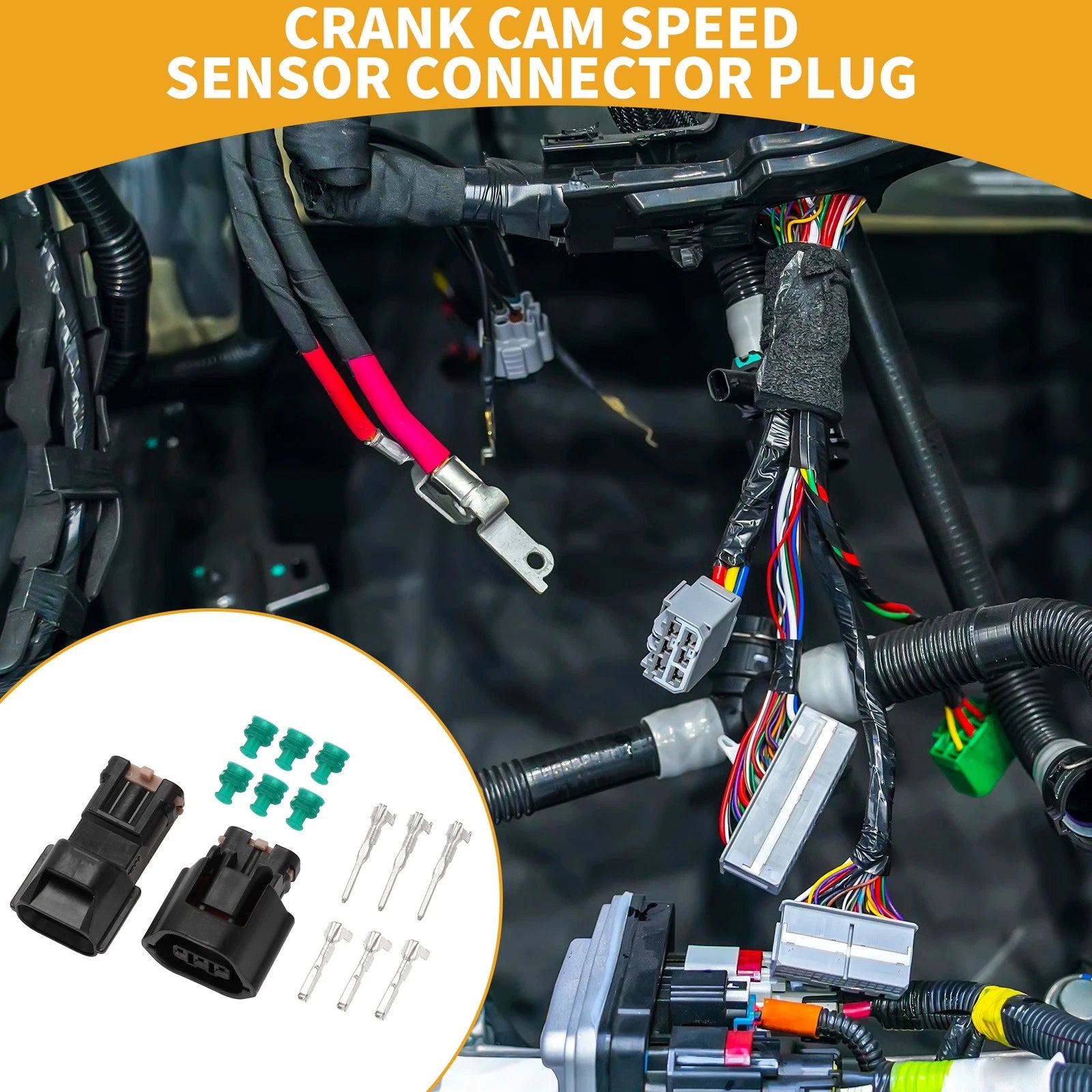 3 Pin Crank Cam Speed Sensor Connector Plug Replacement for Mitsubishi Evo (2002–2016)