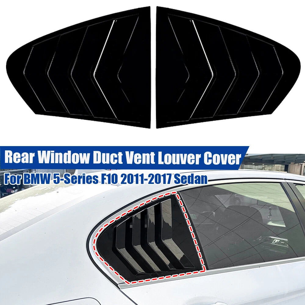 Gloss Black Rear Window Quarter Duct Louver Vent Cover for BMW 5 Series F10 (2011–2017)
