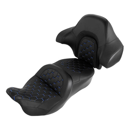 Driver Passenger Seat Backrest for Harley Electra Tri Glide (2014–2023) Black Blue