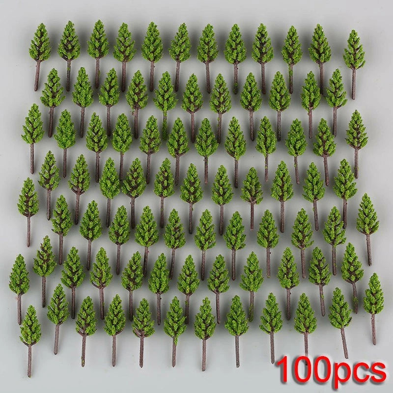 100pcs Set of Green Pine Trees for N Z Scale Railway Layout