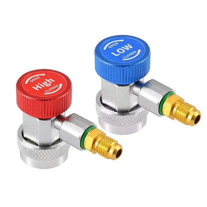 2X A/C R134A Quick Coupler Adapter for Car (High & Low Side)