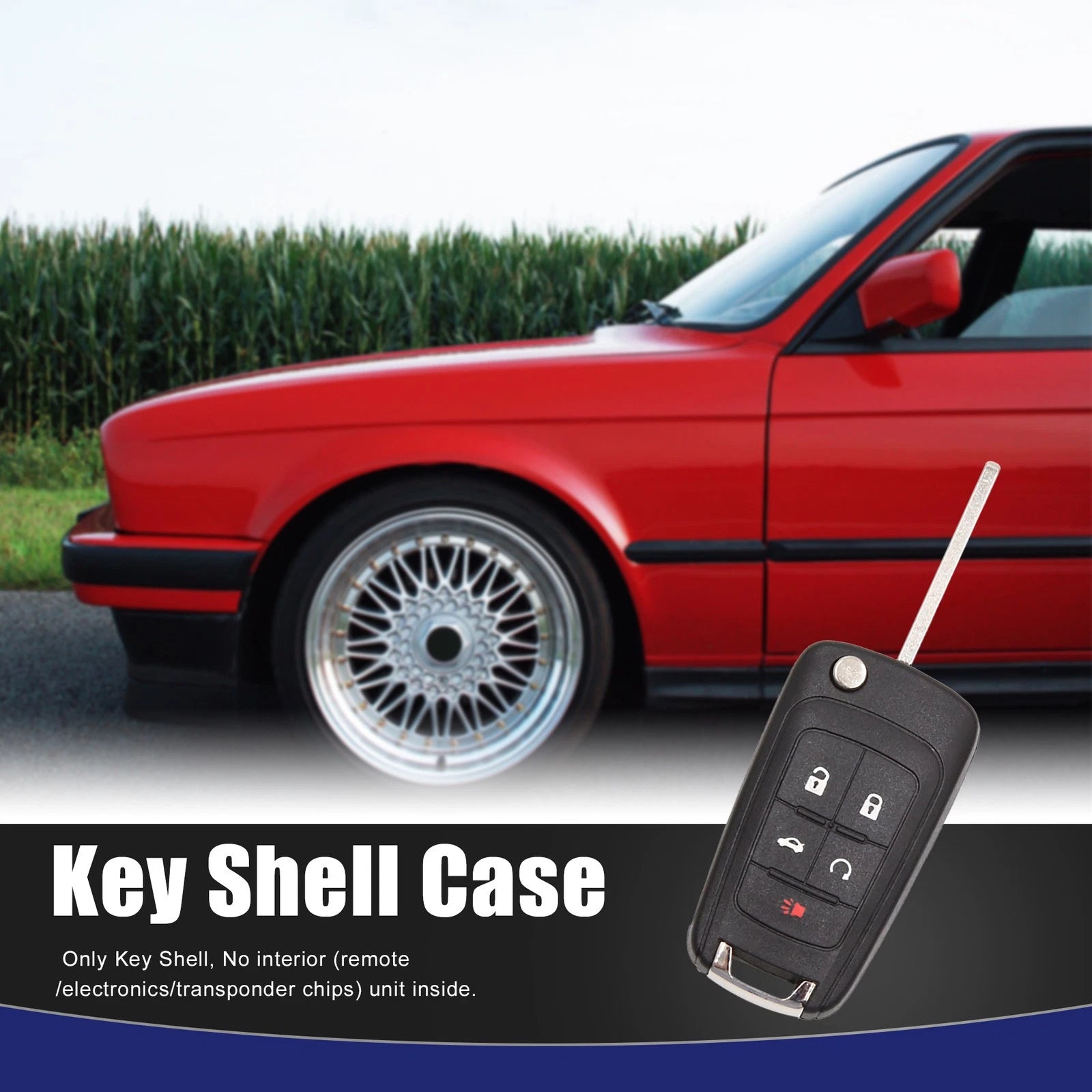Uncut Key Fob Remote Shell 5 Button for Chevy Camaro (2010–2013)