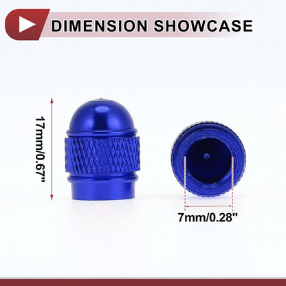Set of 4 Mini Bullet Style Tire Valve Stem Caps Blue for Car