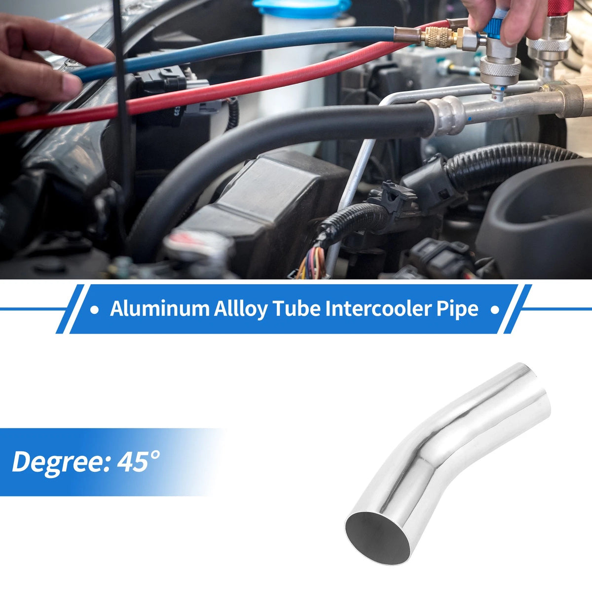 45 Degree Bend Intercooler Pipe 89mm/3.5" OD 150mm 6061 Aluminum Alloy