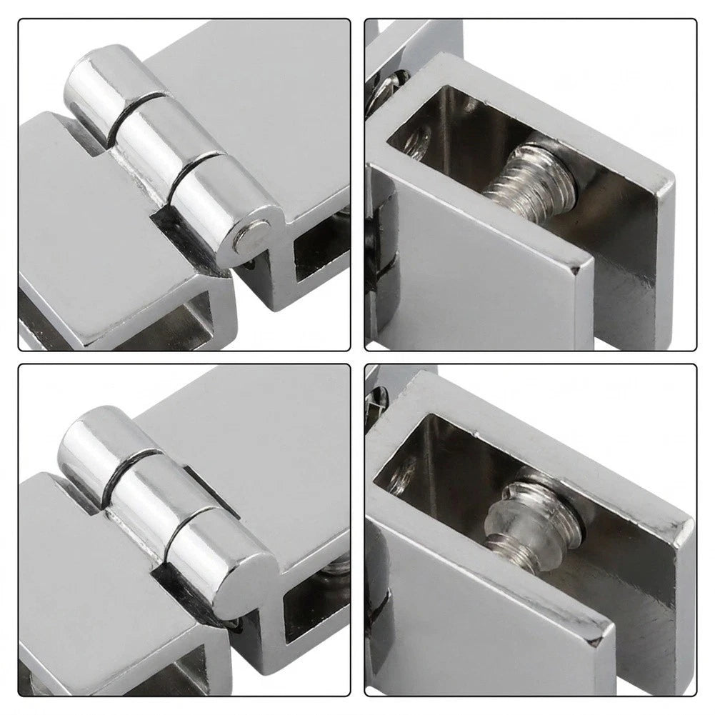 2X Silver Hinges for Glass Doors