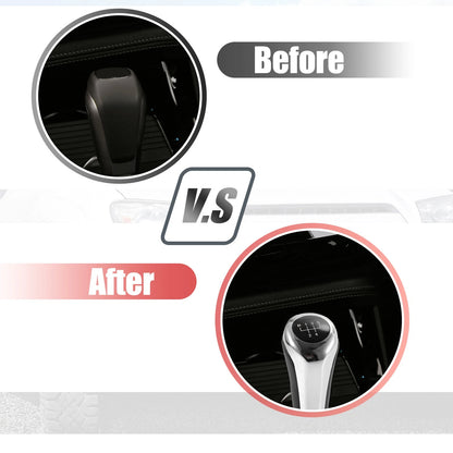 5 Speed Manual Shift Knob for BMW X1 E84 (2009–2015) Faux Leather Black Silver Tone