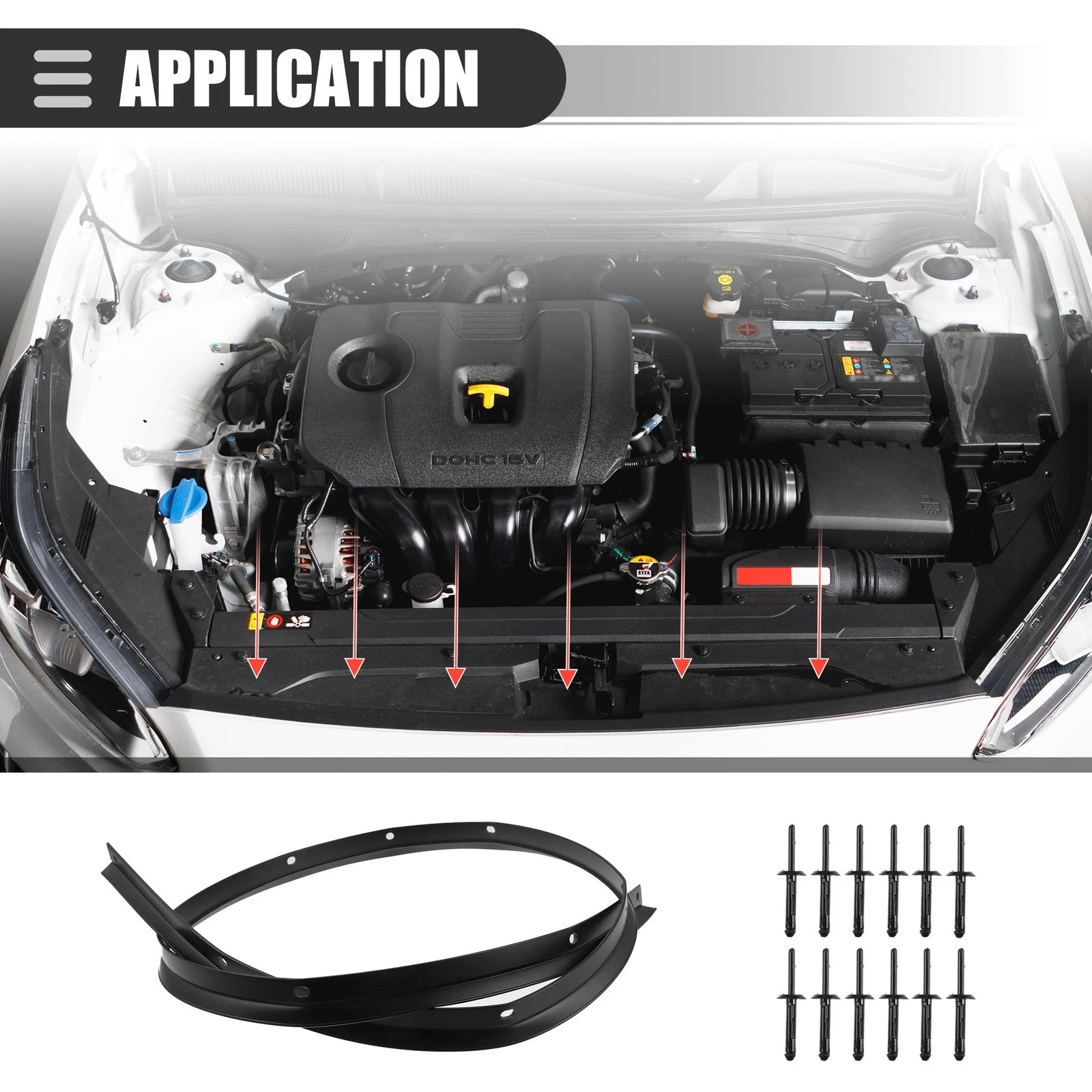 Front Bumper Hood Seal with Rivets for Dodge Challenger (2008–2023)