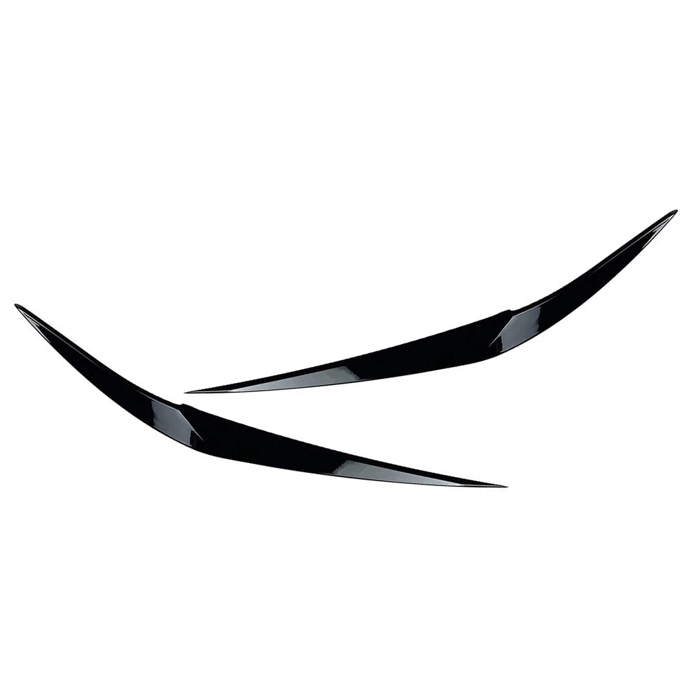 2X Glossy Black ABS Headlight Eyebrow Eyelid Trim for BMW X1 F48 (2016–2020)