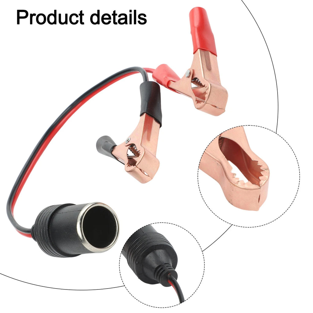 12V 50A Battery Clamp Adapter with Female Socket Connector for Vehicles