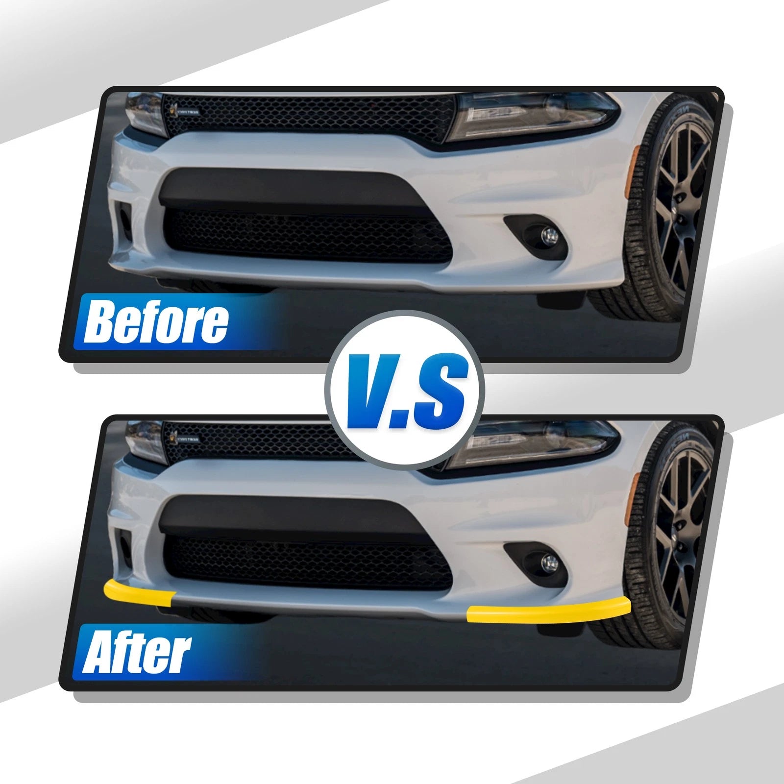 1 Pair Front Bumper Lip Splitter Protector Yellow for Dodge Challenger (2015–2023)