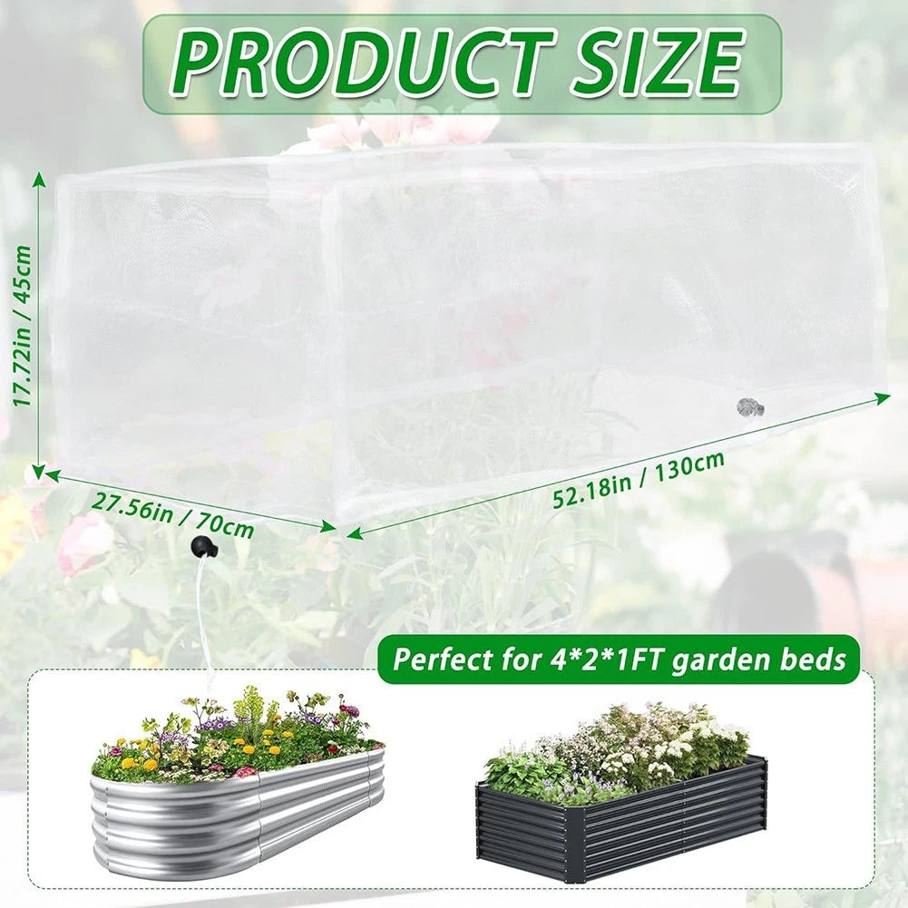 Raised Bed Protective Mesh Covers with Adjustable Drawstring 130x70x45cm