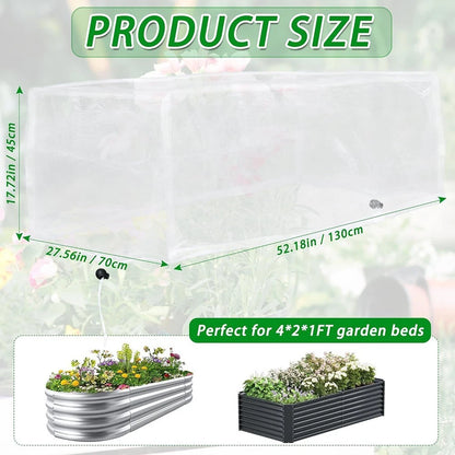 Raised Bed Protective Mesh Covers with Adjustable Drawstring 130x70x45cm