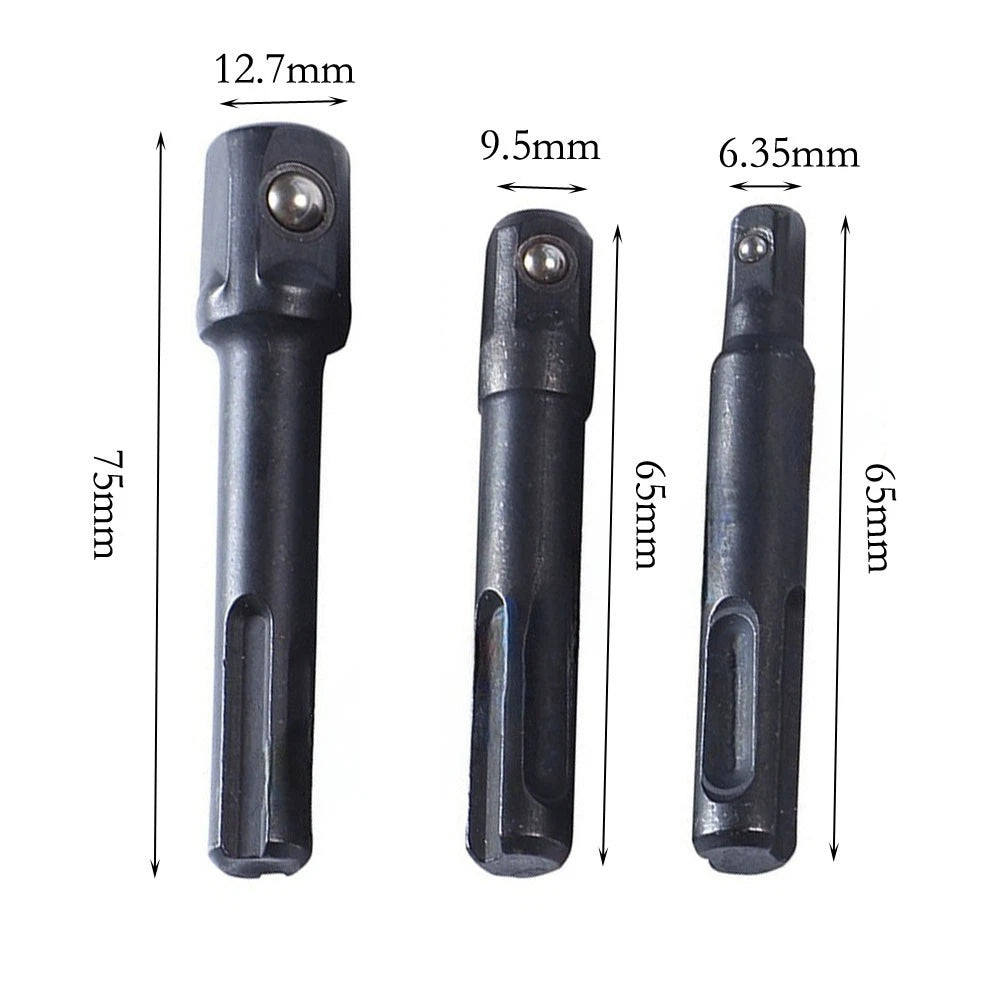 3X SDS Plus Socket Adapter Set for Wrench (Chrome Steel)