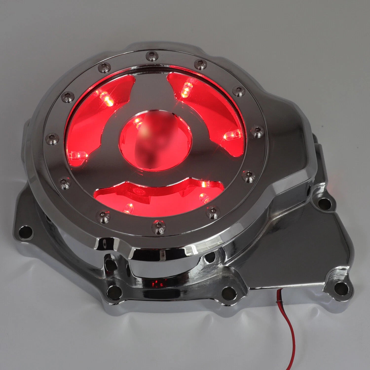 Chrome Left Engine Stator Cover w/ Red LED for Yamaha YZF-R6 (2006–2014)