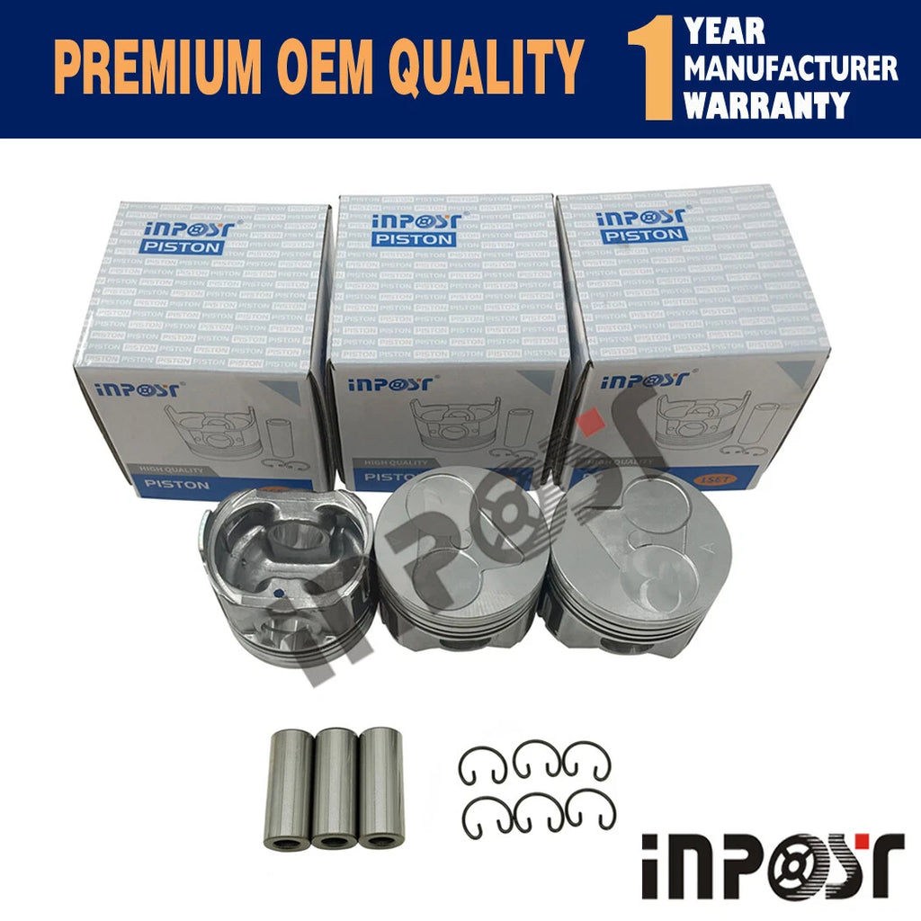 3X STD Piston Set 67mm for Kubota D782 (Part Numbers: STD)