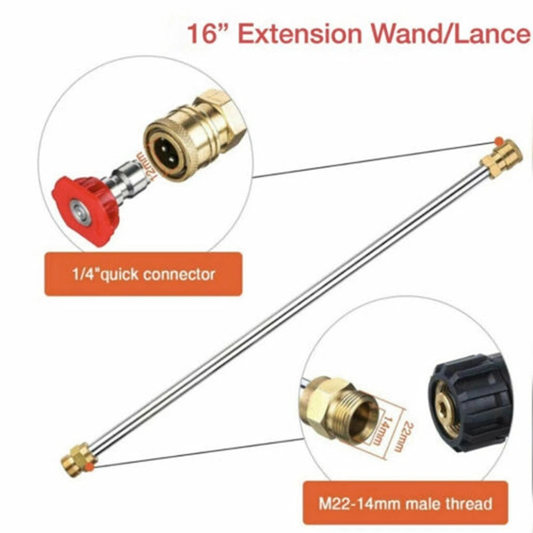 2X High Pressure Car Washer Spray Wand Nozzle Tips Hose Kit 4000 PSI