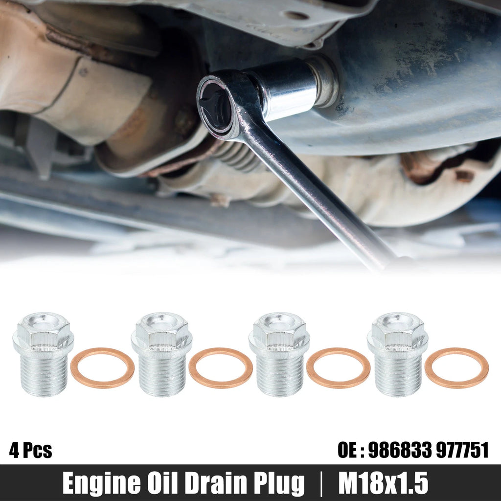 Engine Oil Drain Plug 4pc Replacement with Seal for Volvo (2005–2014)