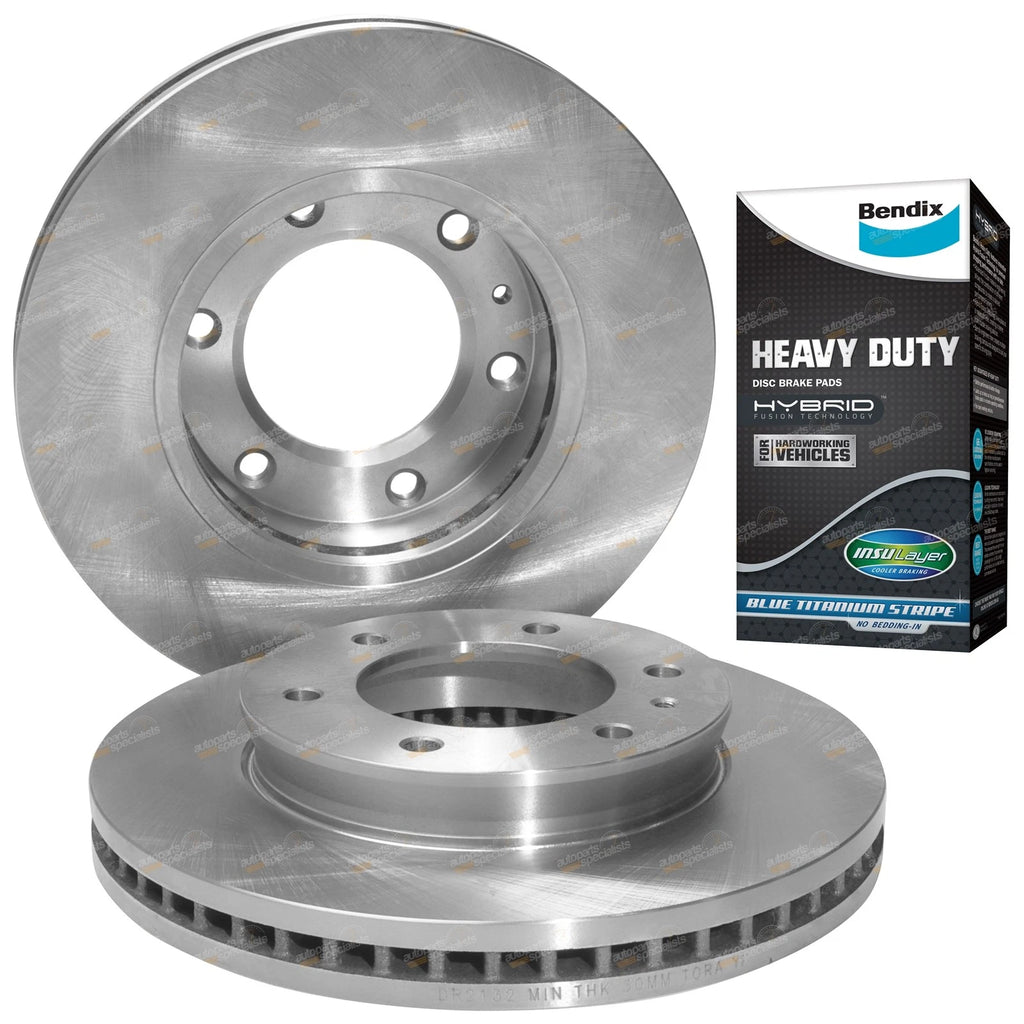 Front Disc Brake Rotors + Bendix HD Pads for Mazda BT50 (2011–2019)