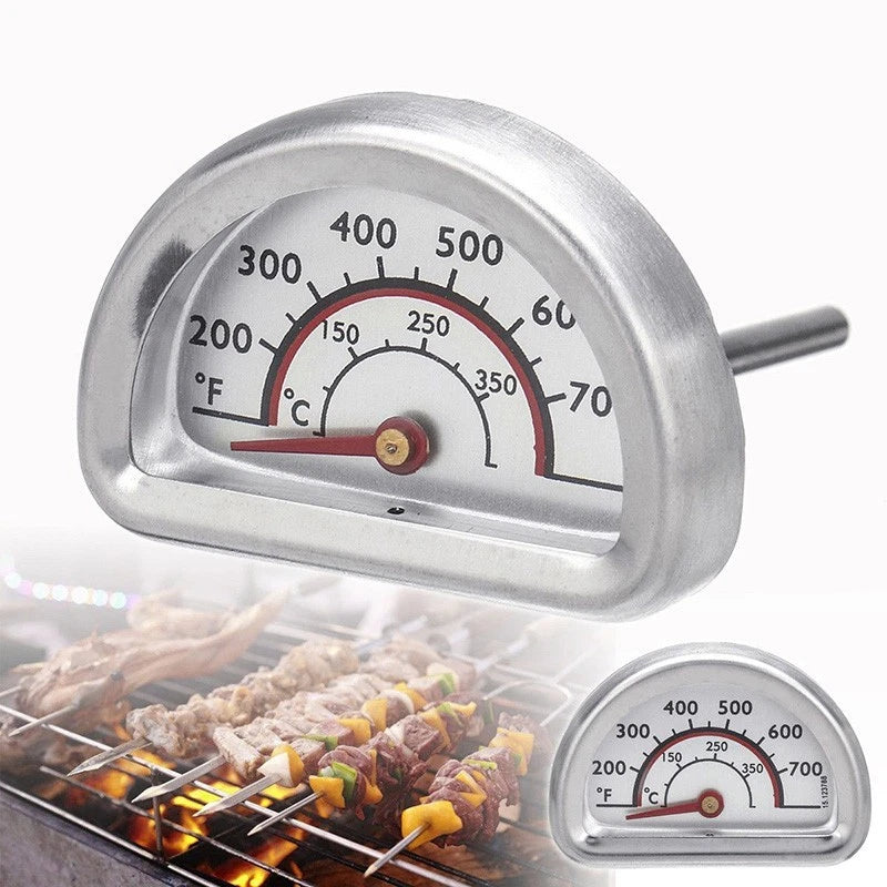 Stainless Steel Bimetallic Thermometer for BBQ Oven - Dual Scale Easy Read
